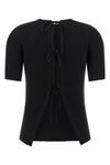 ribbed stretch cotton blend sweater