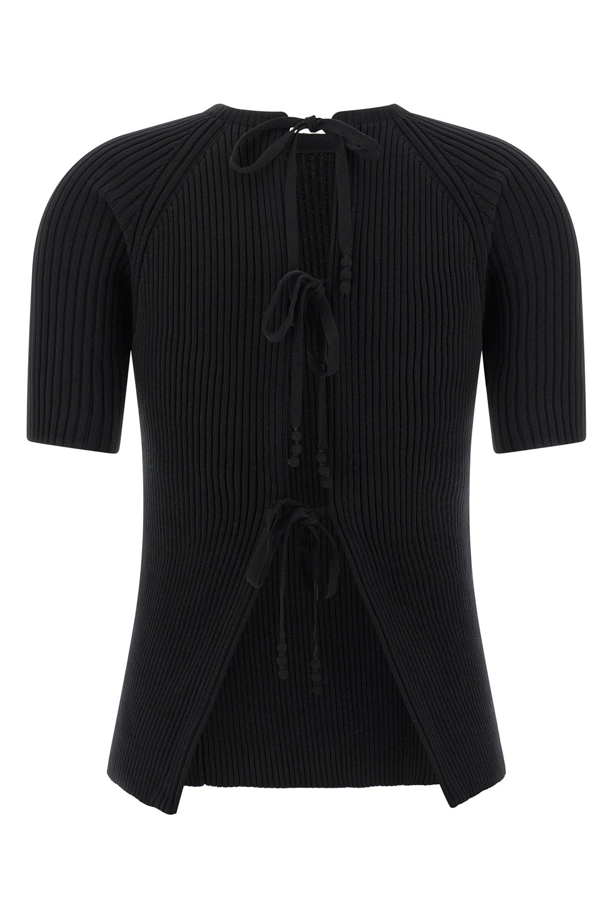 ribbed stretch cotton blend sweater