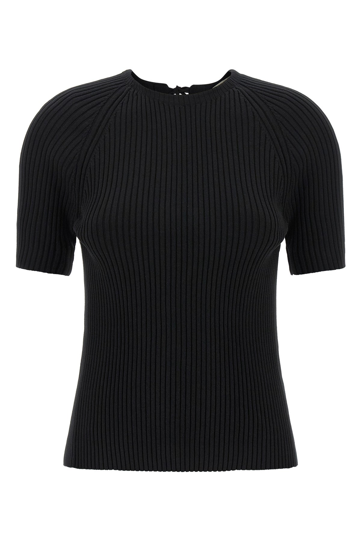 ribbed stretch cotton blend sweater