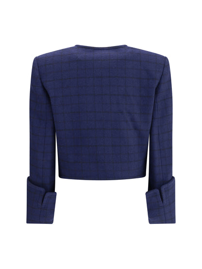 CHLOÉ 40 boxy jacket in wool plaid 