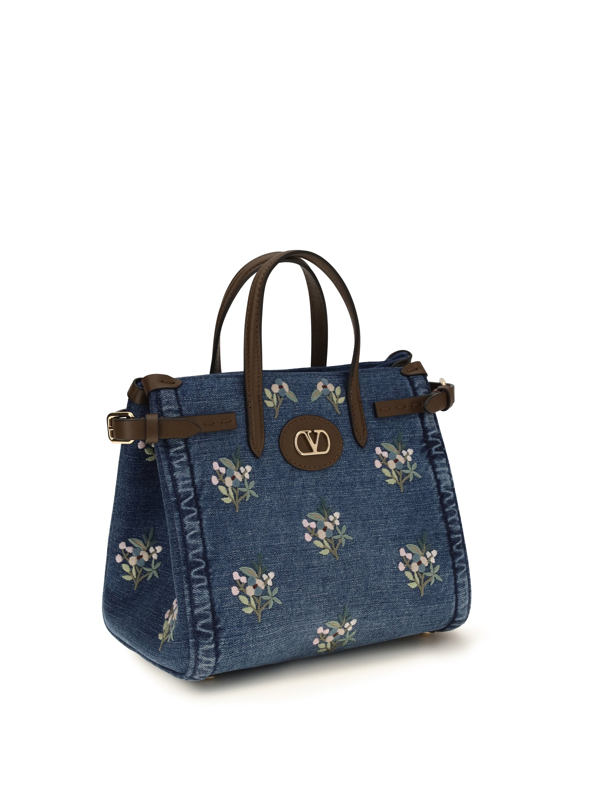 small antibes handbag in embroidered denim
