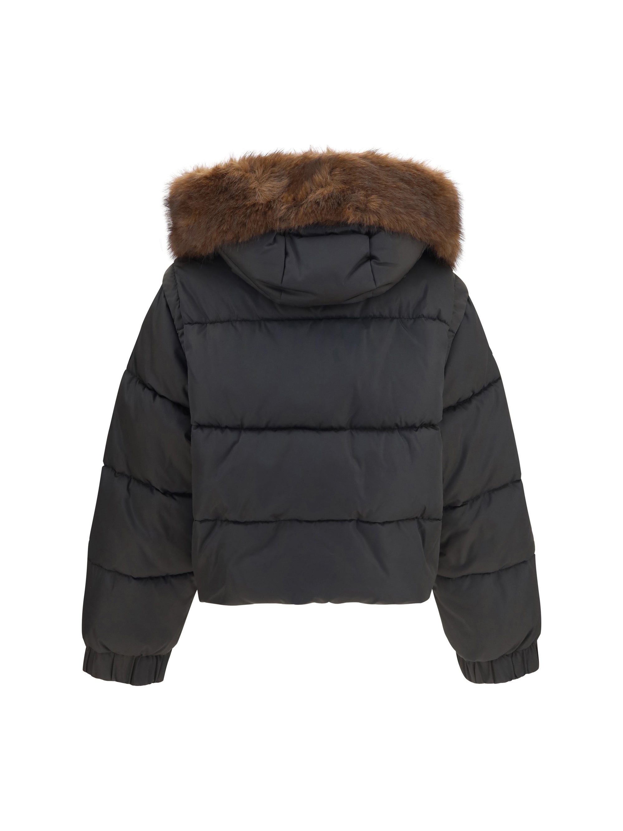 godetia padded down jacket with faux fur