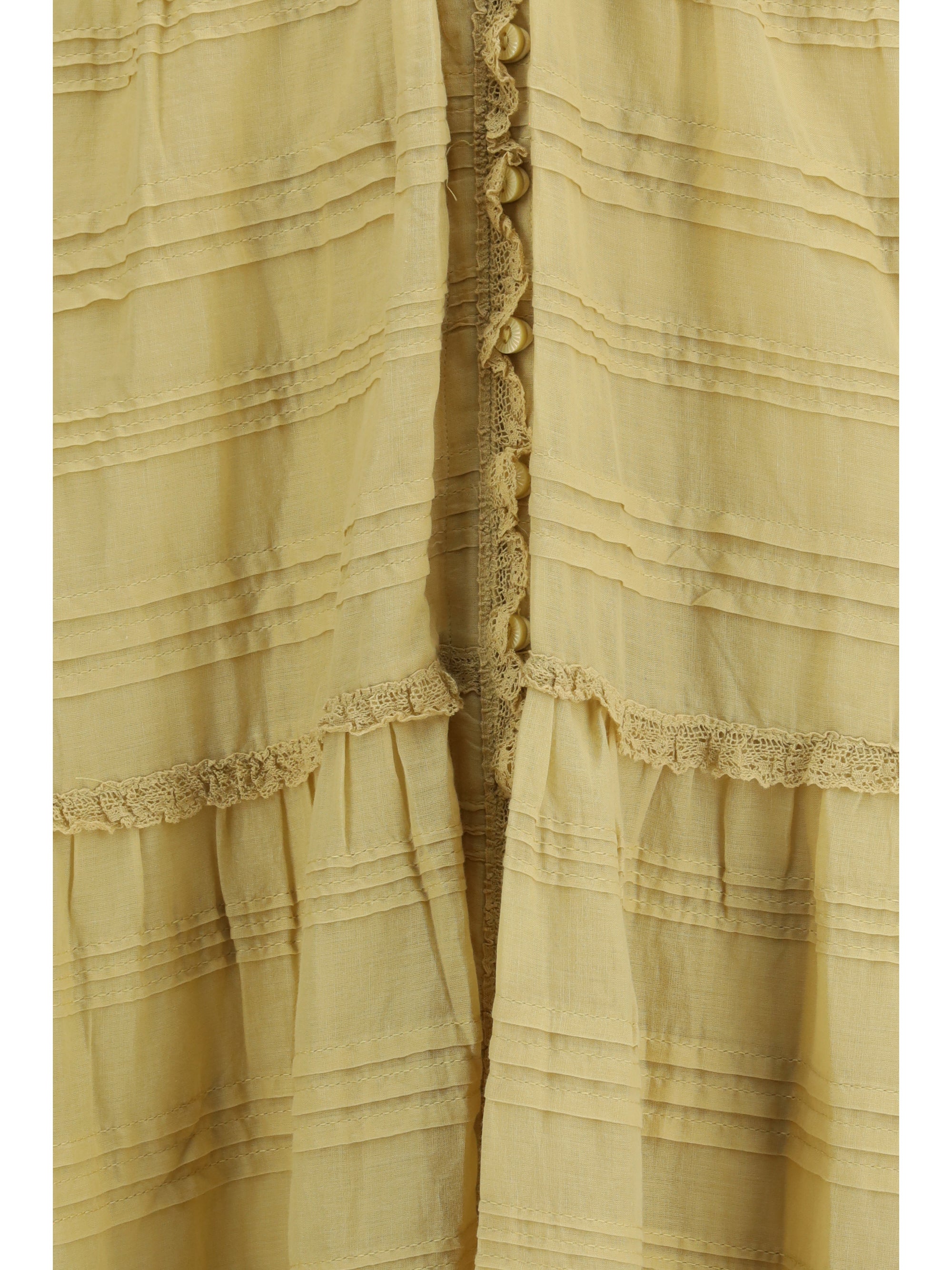 paule long ruffled dress