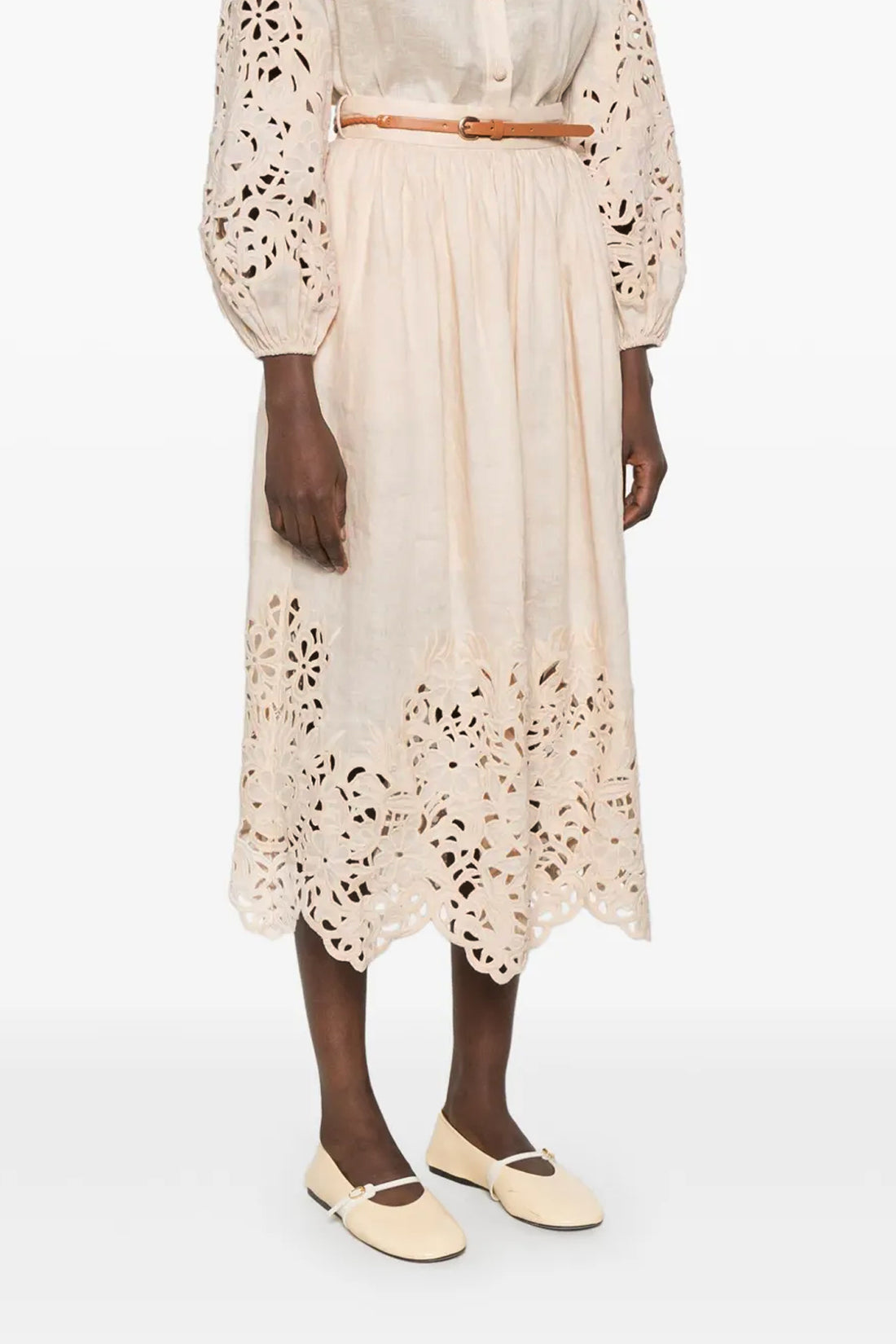 ZIMMERMANN 1 wylie embroidered linen skirt
