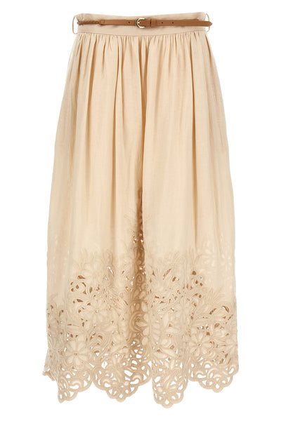 wylie embroidered linen skirt