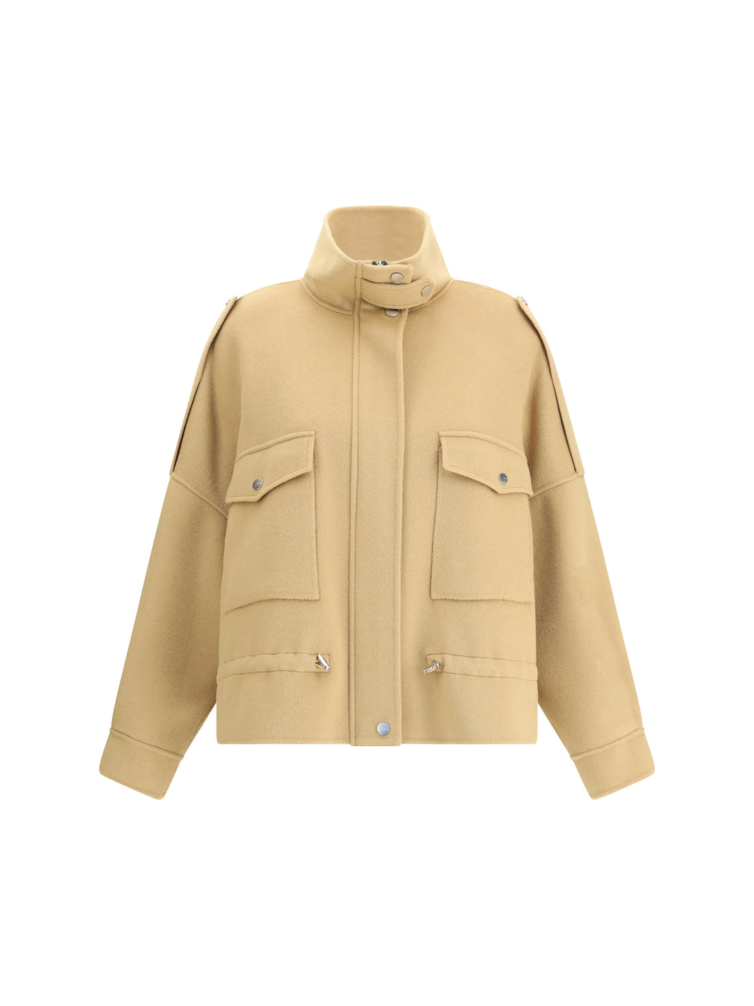 PINKO M double wool-blend fabric caban with high collar