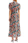 'lea' long dress in printed silk