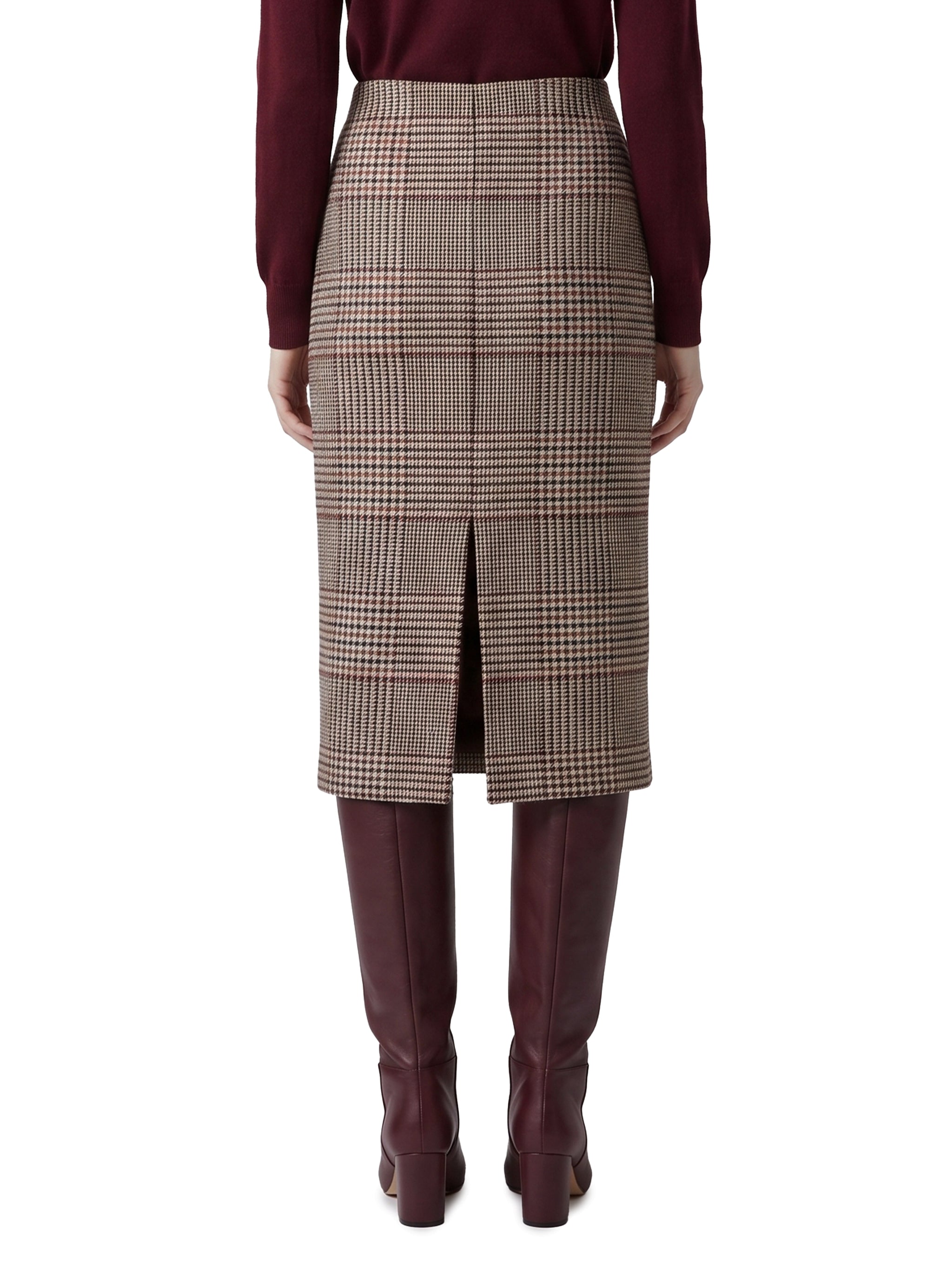glen plaid midi skirt
