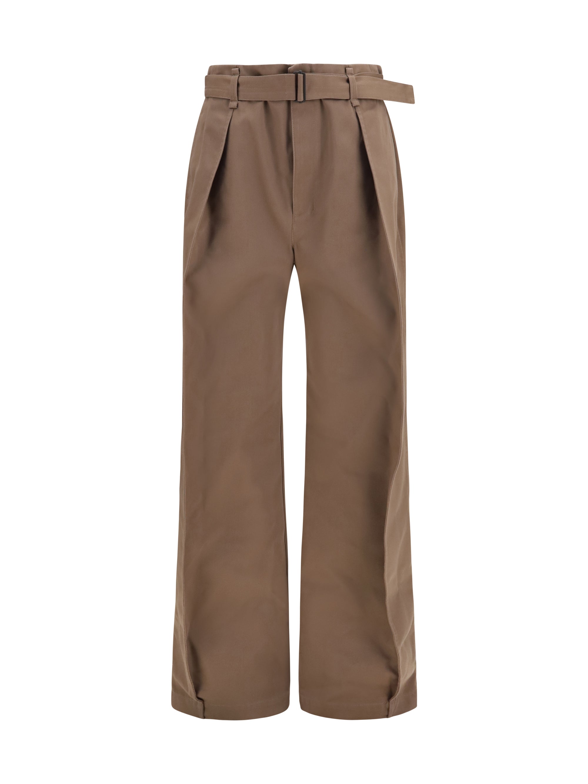 rounded poly-cotton twill pants