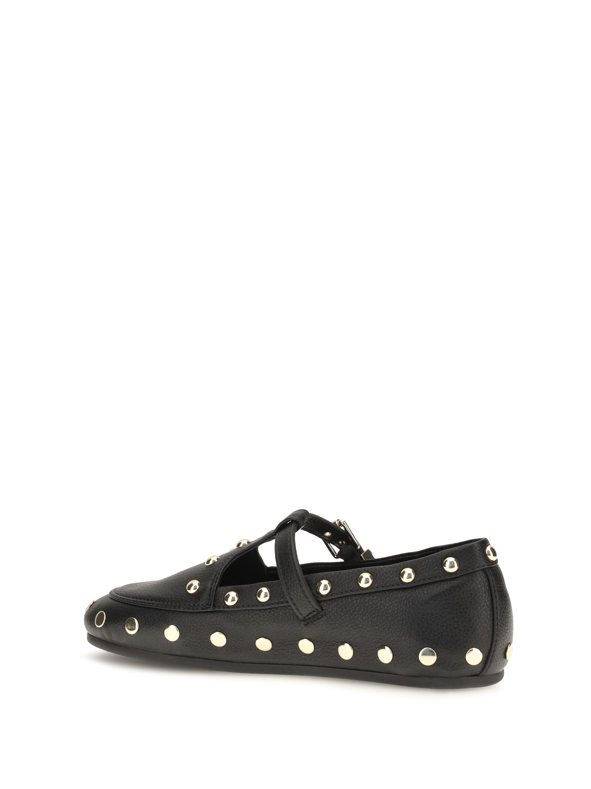 mary jenny studded ballerinas in pebbled leather