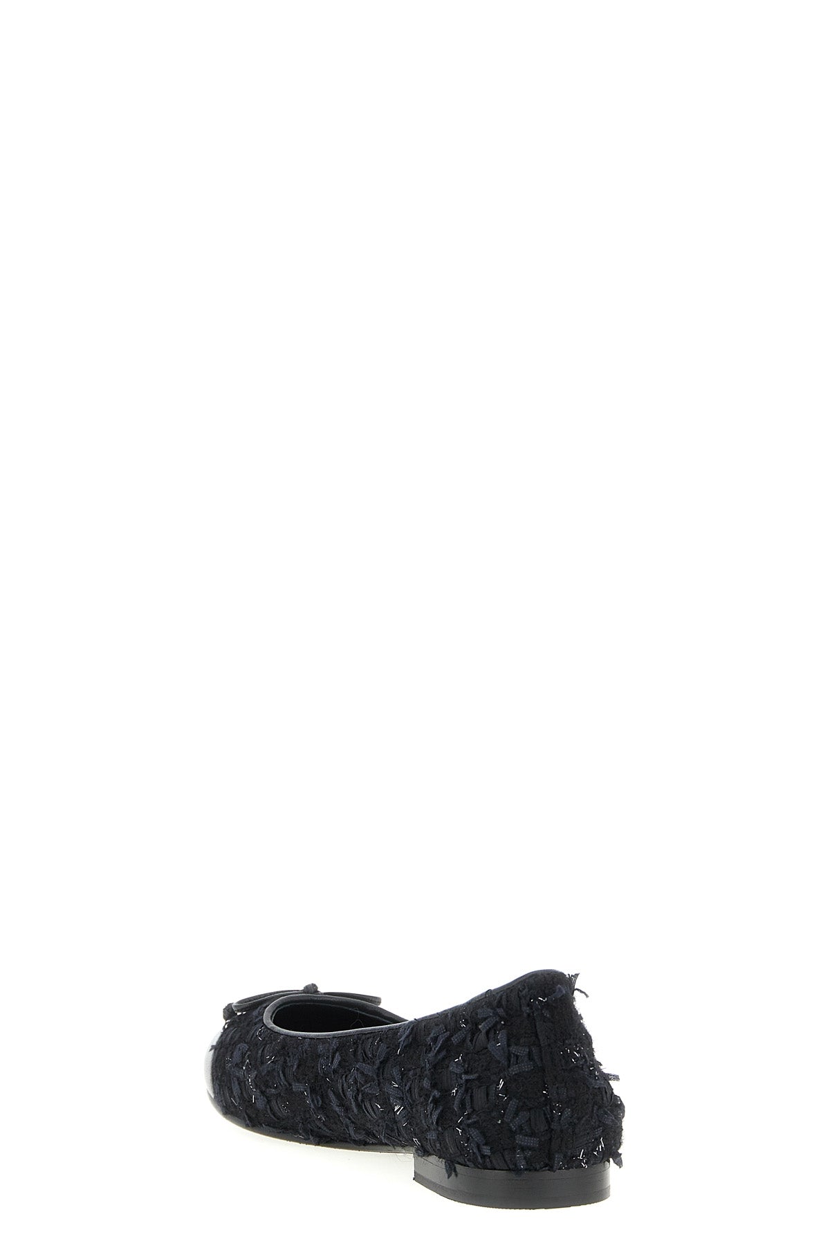 cap-toe bouclé tweed ballet flats