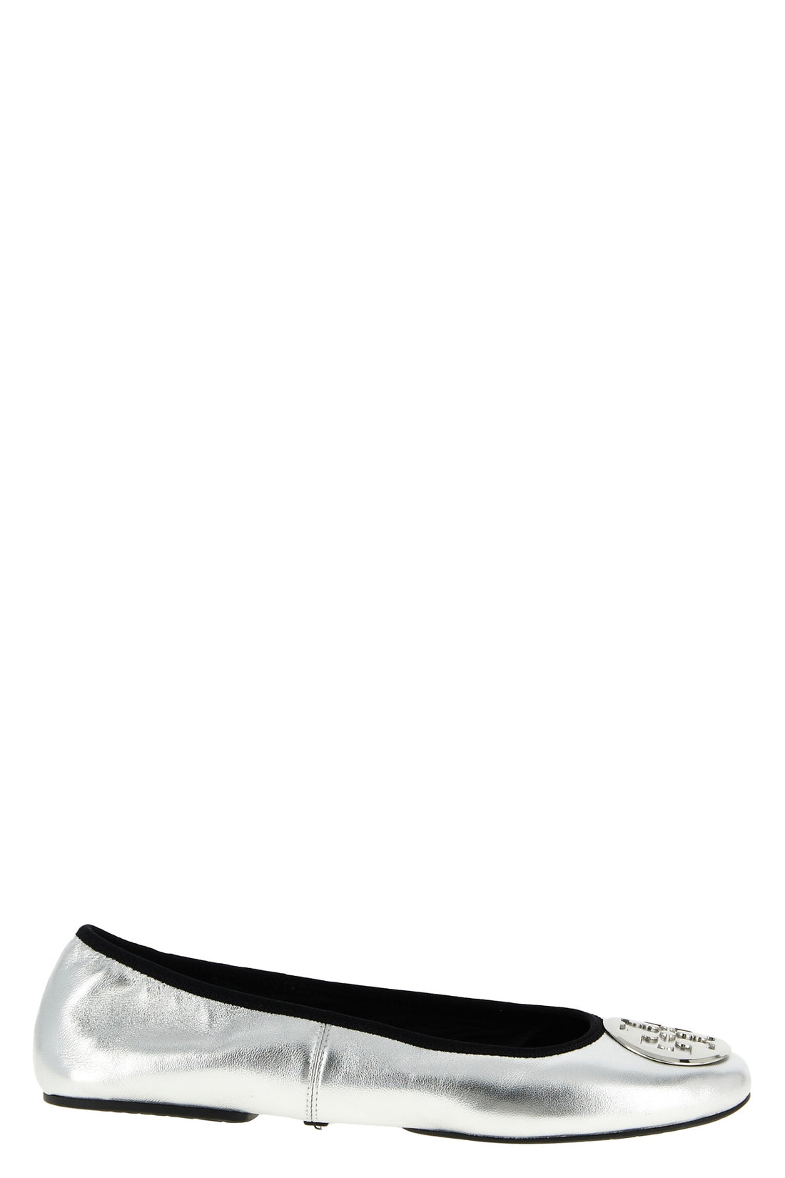 TORY BURCH 5.5 reva travel ballet flats in metallic leather