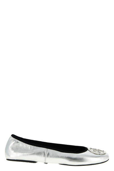 reva travel ballet flats in metallic leather