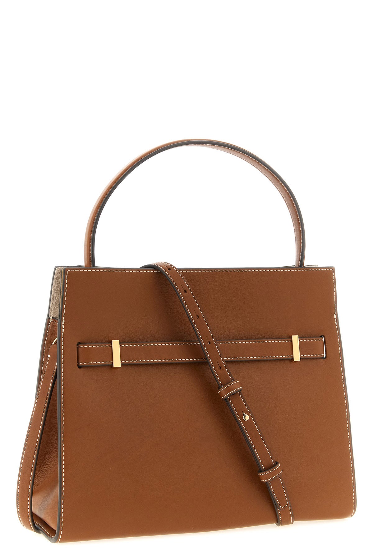 the tory burch lee radziwill small double bag is structured in fine smooth cowhi