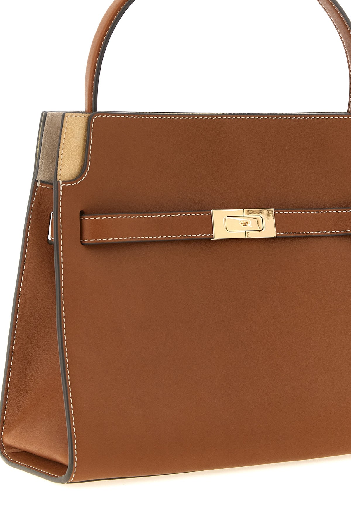 the tory burch lee radziwill small double bag is structured in fine smooth cowhi