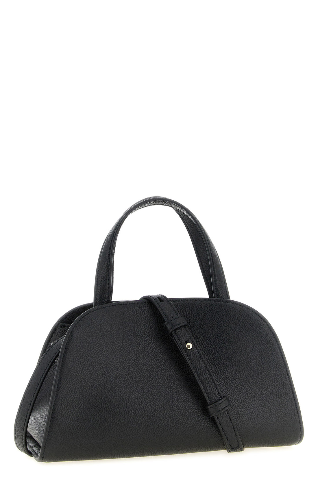 TORY BURCH OS the tory burch romy small bauletto handbag is made of fine black hammered cowhid