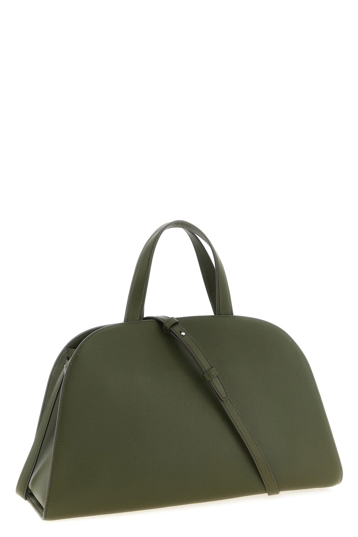 tory burchs romy top case handbag has a curved and structured silhouette