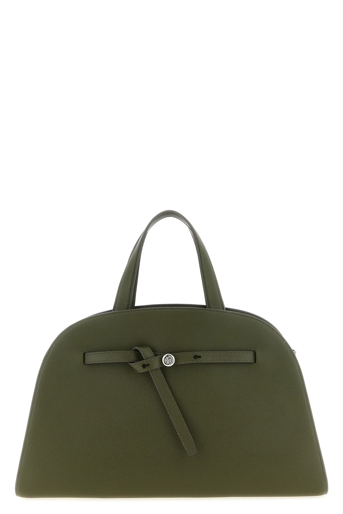 tory burchs romy top case handbag has a curved and structured silhouette
