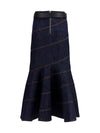 denim midi skirt with belt