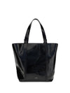 glossy leather tote bag