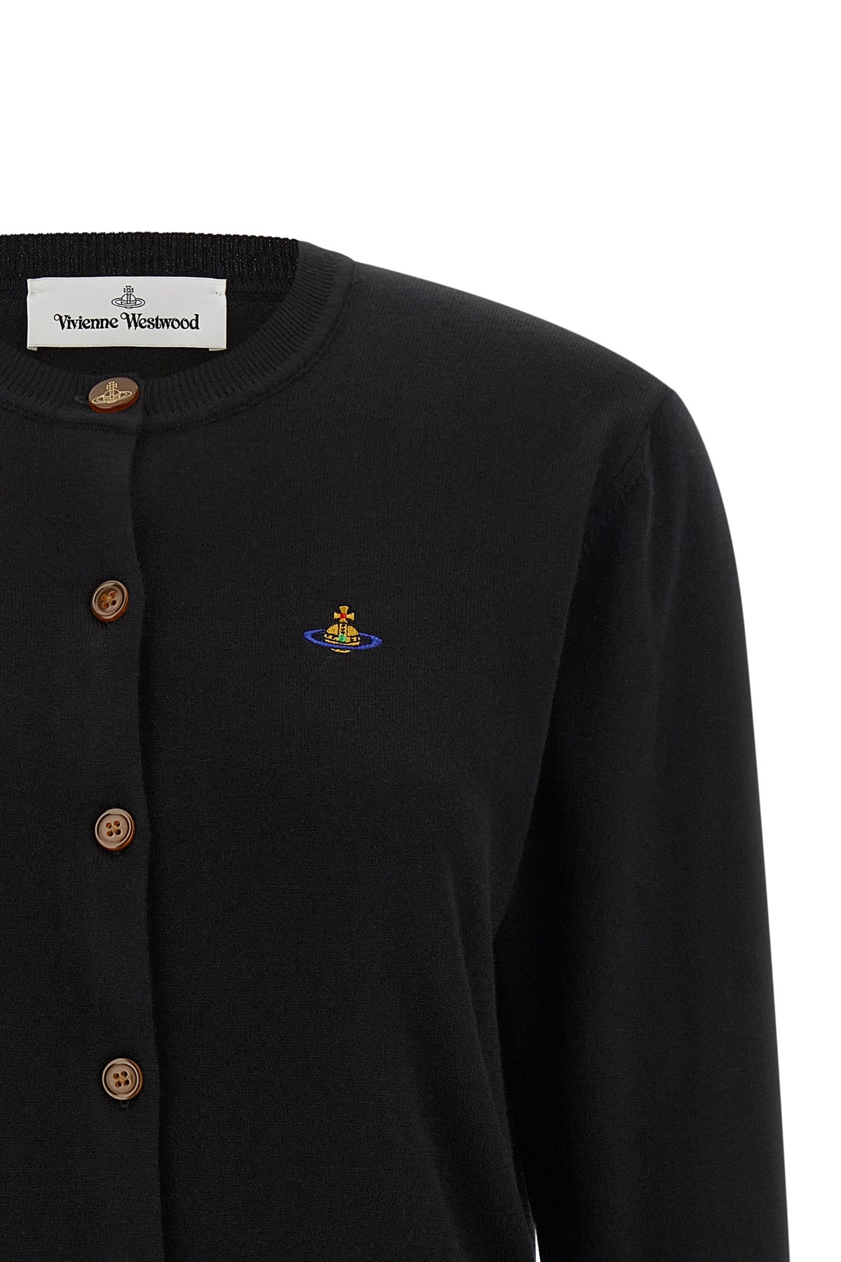 the vivienne westwood bea cardigan is made of a fine cotton and cashmere yarn