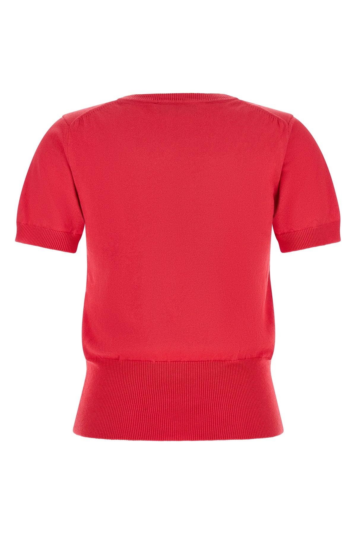 vivienne westwoods red bea top is made of fine cotton and cashmere yarn