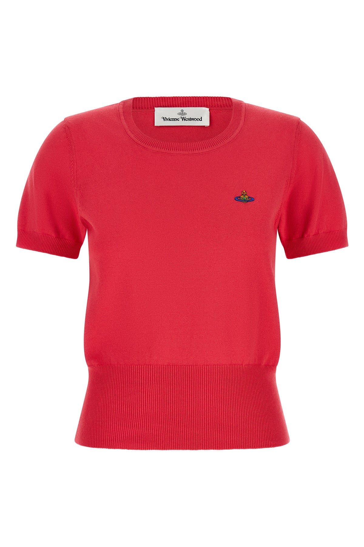 vivienne westwoods red bea top is made of fine cotton and cashmere yarn