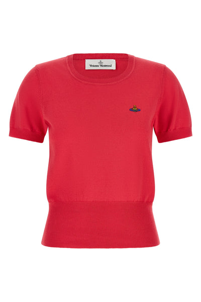 vivienne westwoods red bea top is made of fine cotton and cashmere yarn