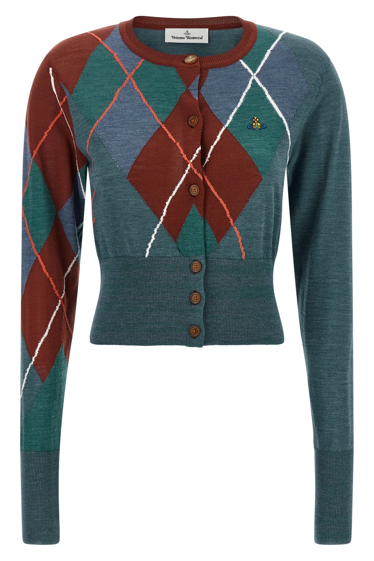 the vivienne westwood argyle cropped cardigan redefines the codes of classic k