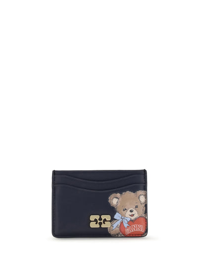 GANNI OS bou card holder with bear