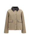 padded down jacket with leather collar
