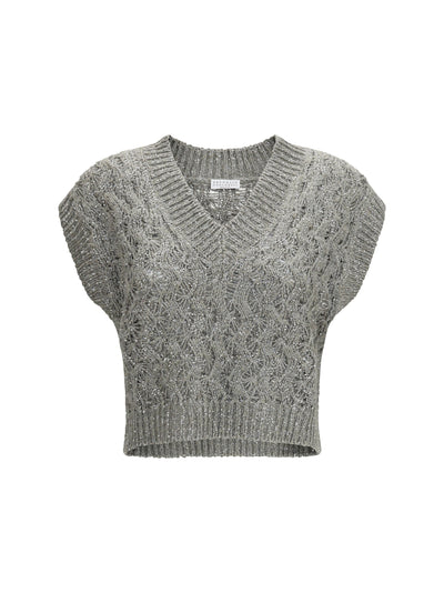 BRUNELLO CUCINELLI L silk blend sequined vest