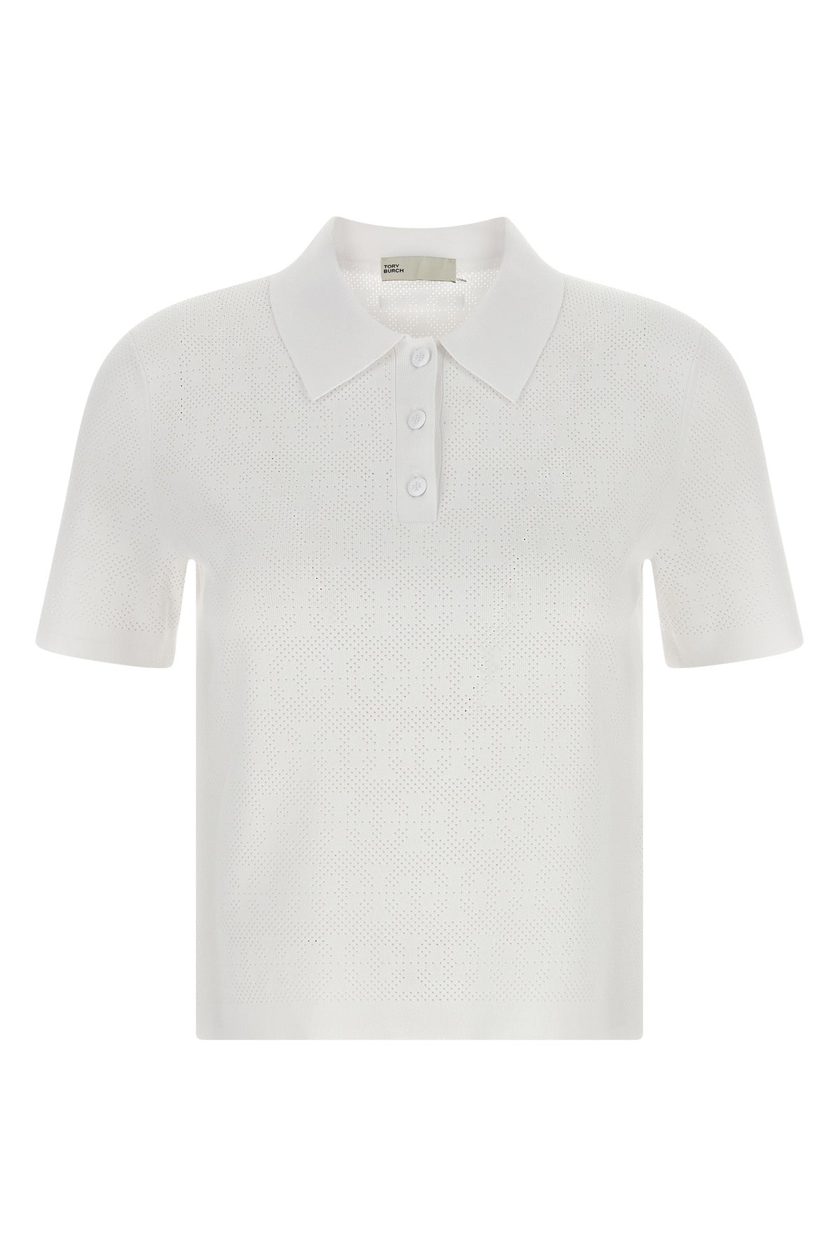 pointelle stretch viscose polo shirt