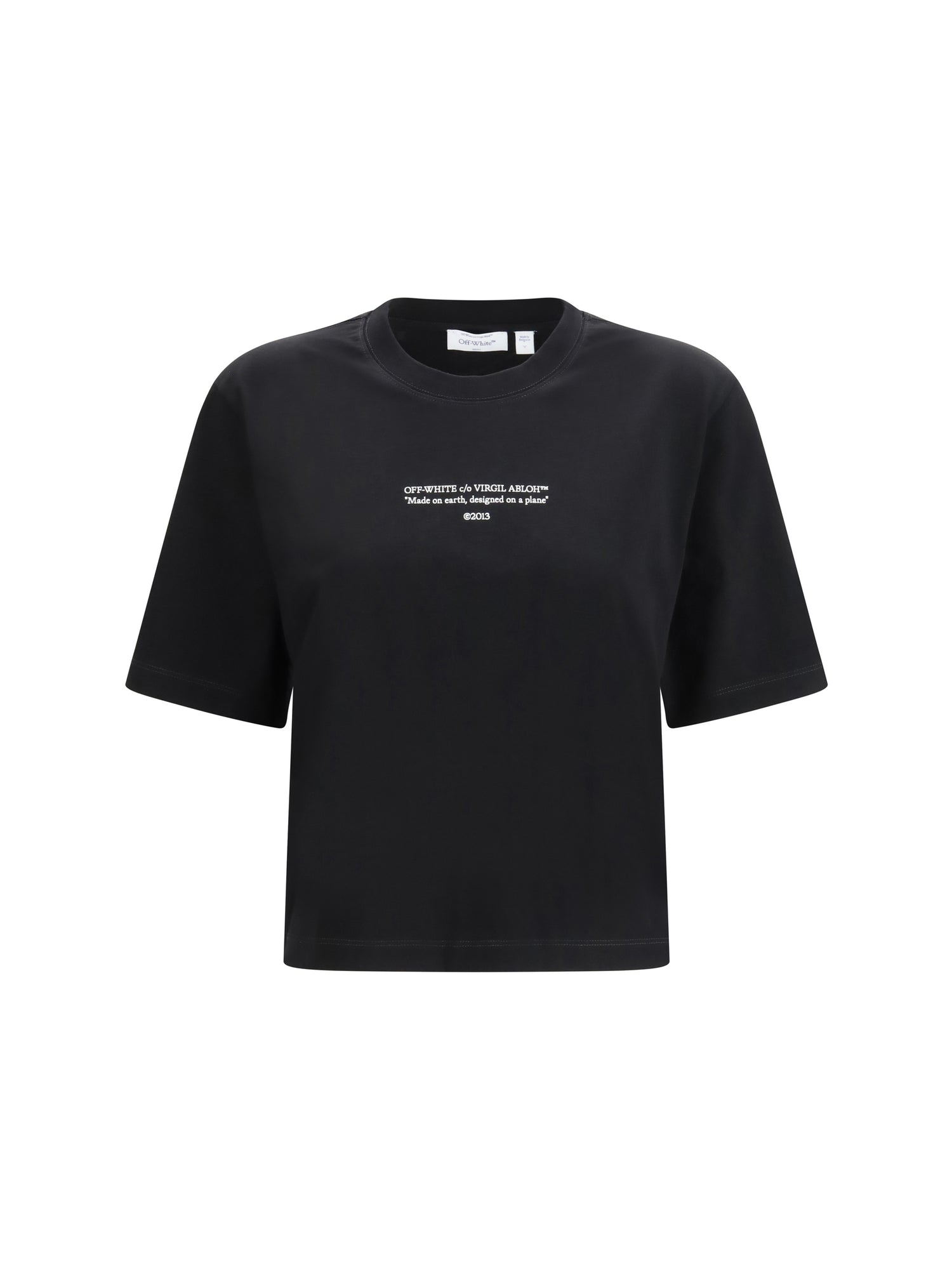OFF-WHITE L made on earth, designed on a plane t-shirt