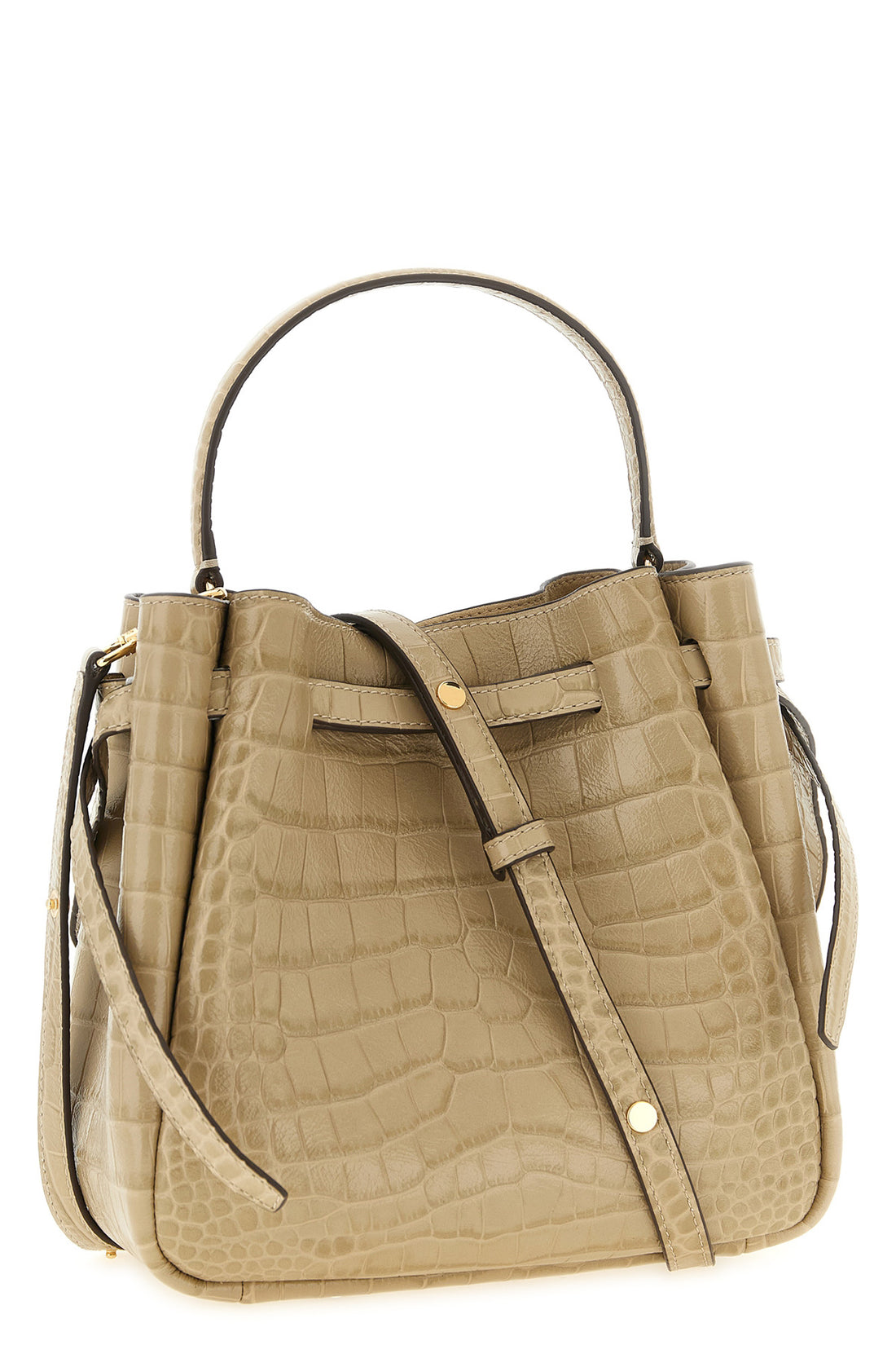 TORY BURCH OS the tory burch romy small bucket bag stands out for its structured silhouette