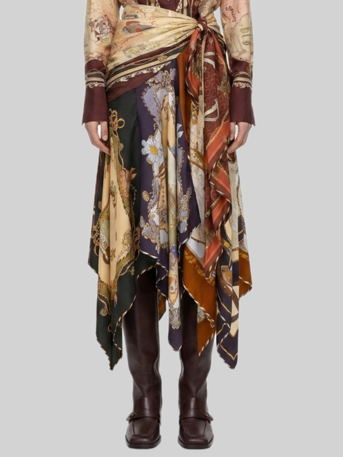 ZIMMERMANN 01 draped midi skirt with valiant scarf