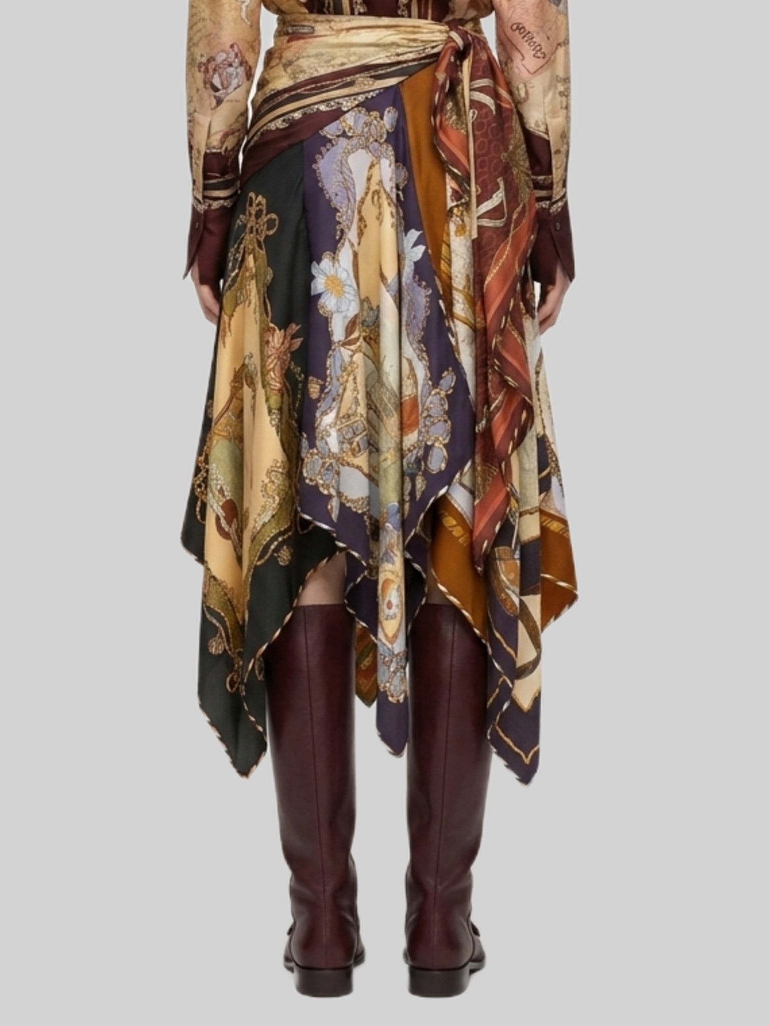 draped midi skirt with valiant scarf