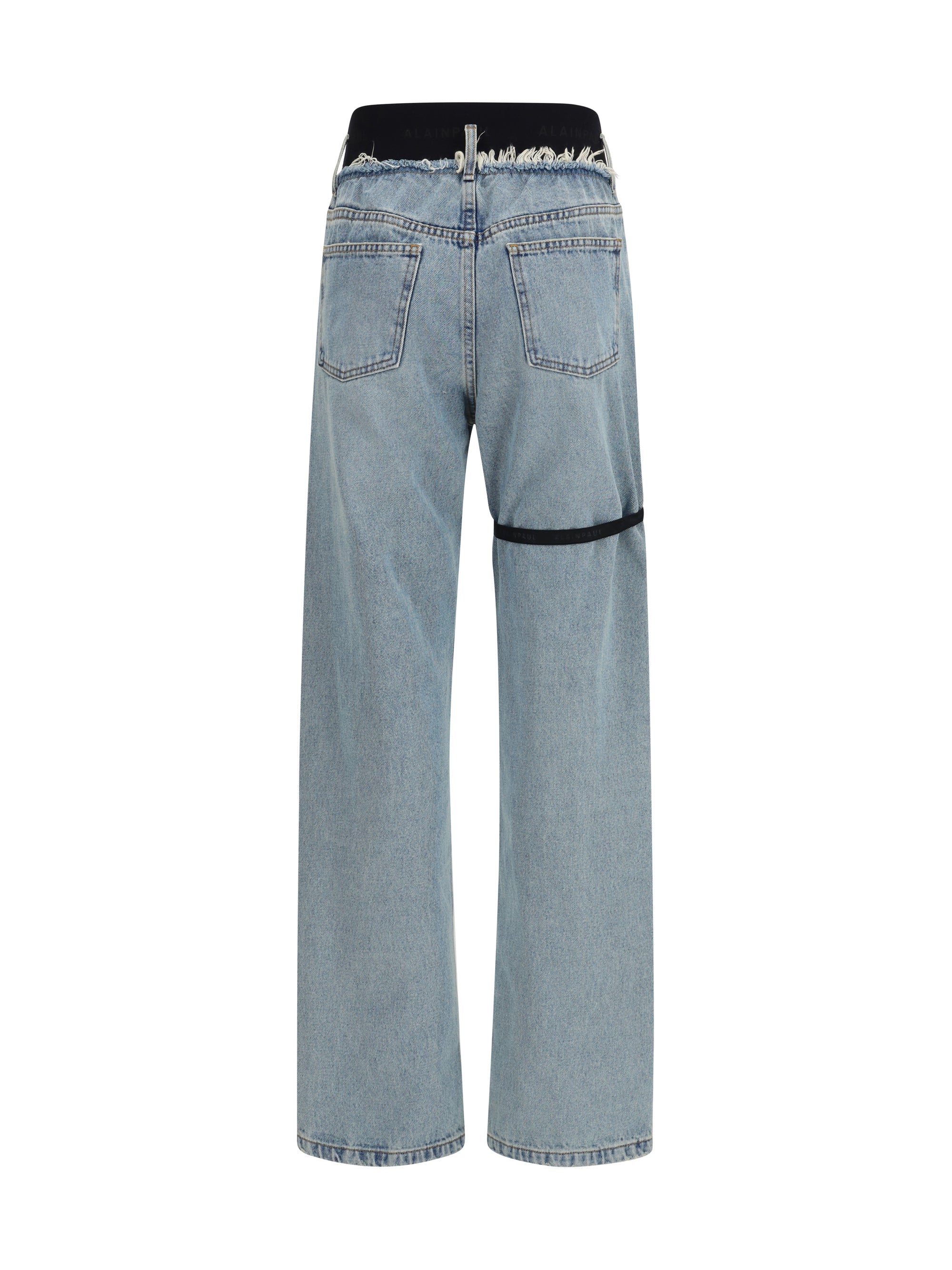 high-waisted jeans with elastic