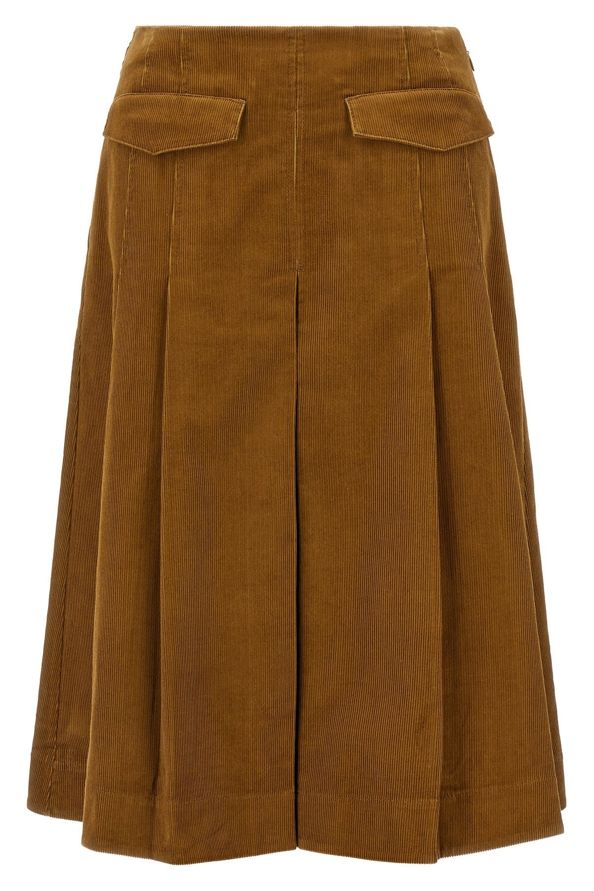 the pleated tory burch midi skirt defines a new concept of volume through a rigo