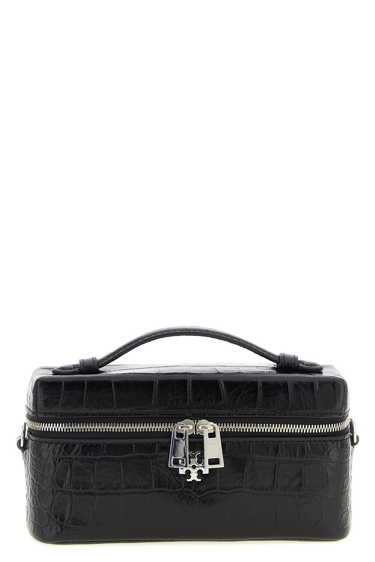 the tory burch charlie vanity case defines a structured silhouette