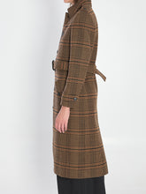 SAINT LAURENT 38 long coat in prince of wales wool