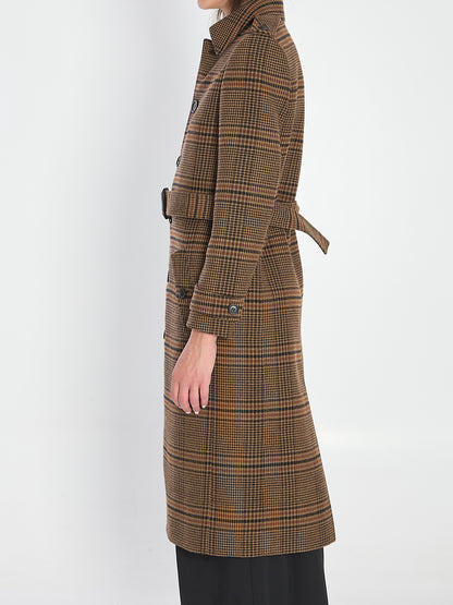 SAINT LAURENT 38 long coat in prince of wales wool