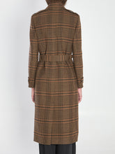 SAINT LAURENT 38 long coat in prince of wales wool