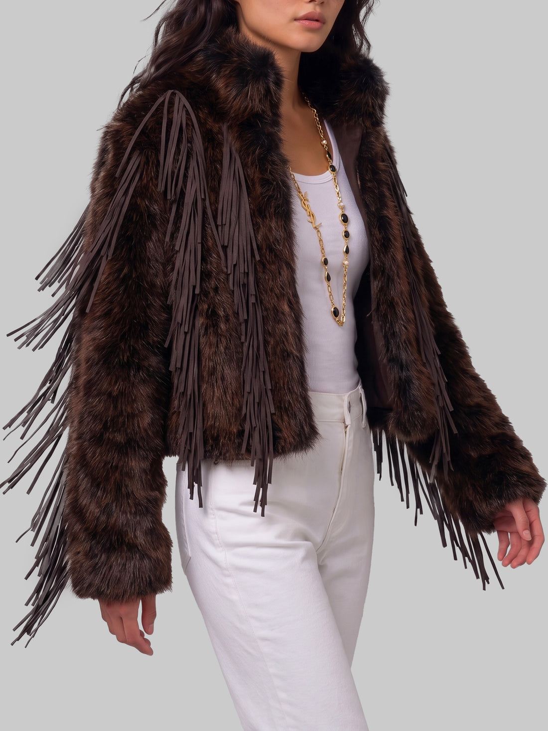 UNCOMMON 40 faux fur jacket with fringe