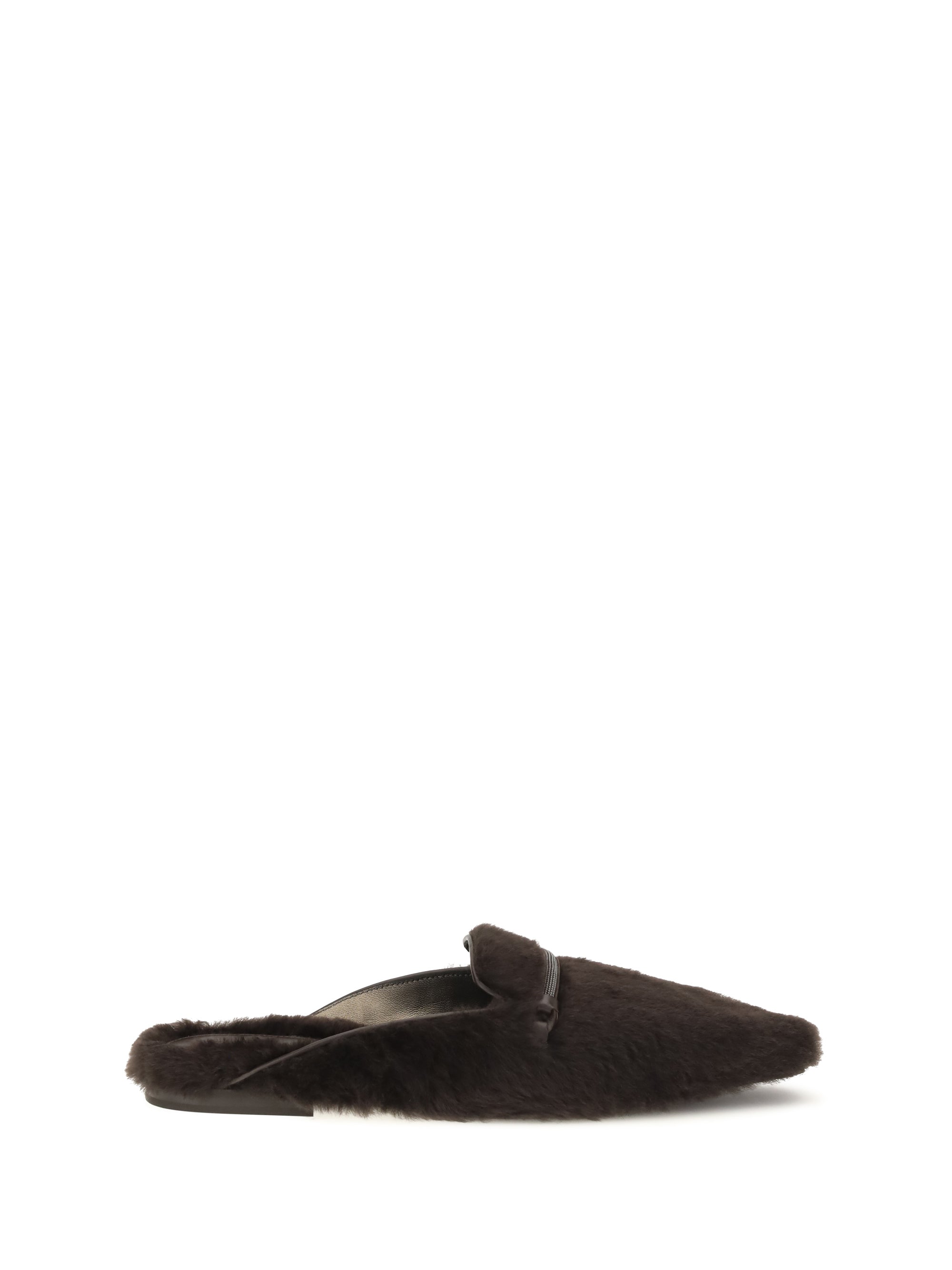 shearling ballerinas with precious bar