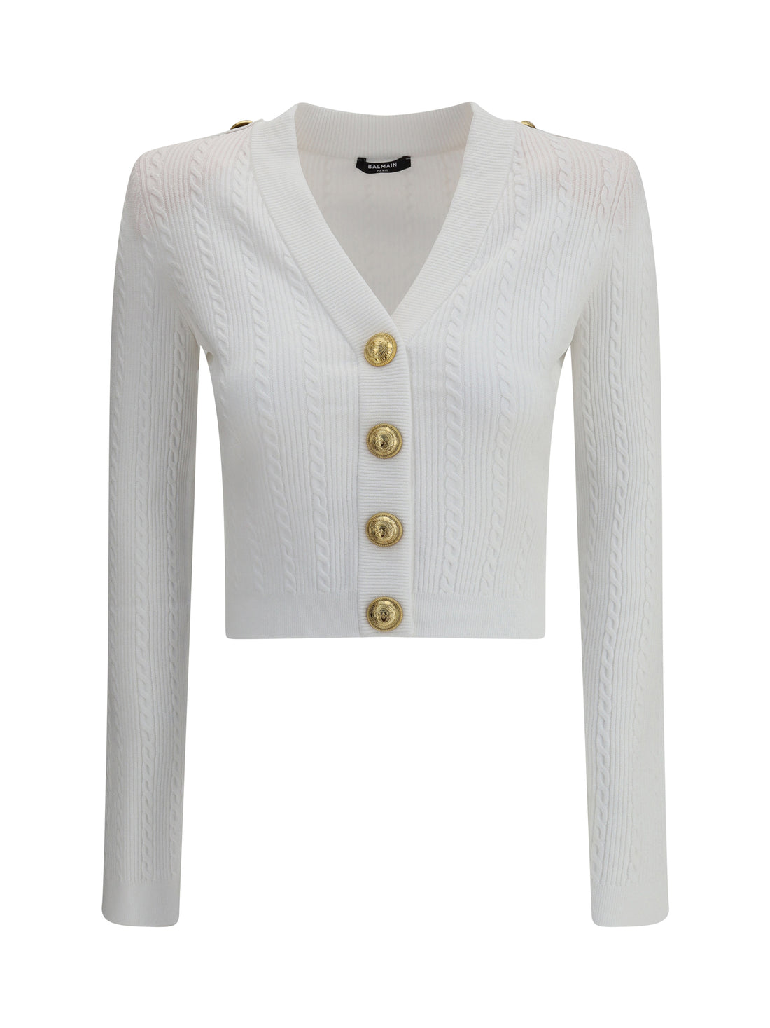 BALMAIN 36 ribbed and braided cardigan