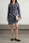 worth more jacquard tartan denim blazer in cotton denim
