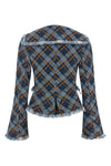 worth more jacquard tartan denim blazer in cotton denim