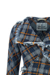 worth more jacquard tartan denim blazer in cotton denim