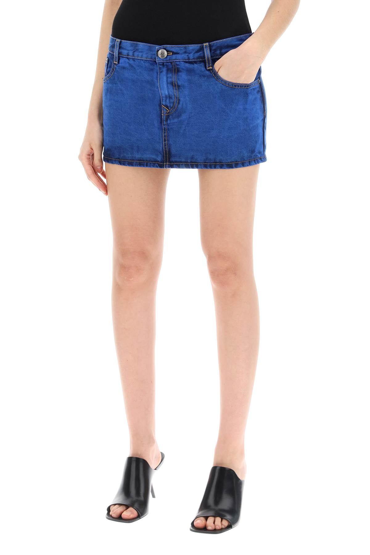 denim foam mini skirt for